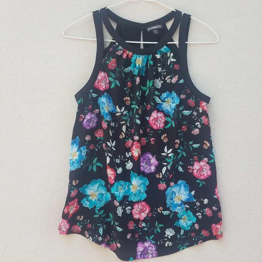 Express Sheer Floal Tank Top, Size small